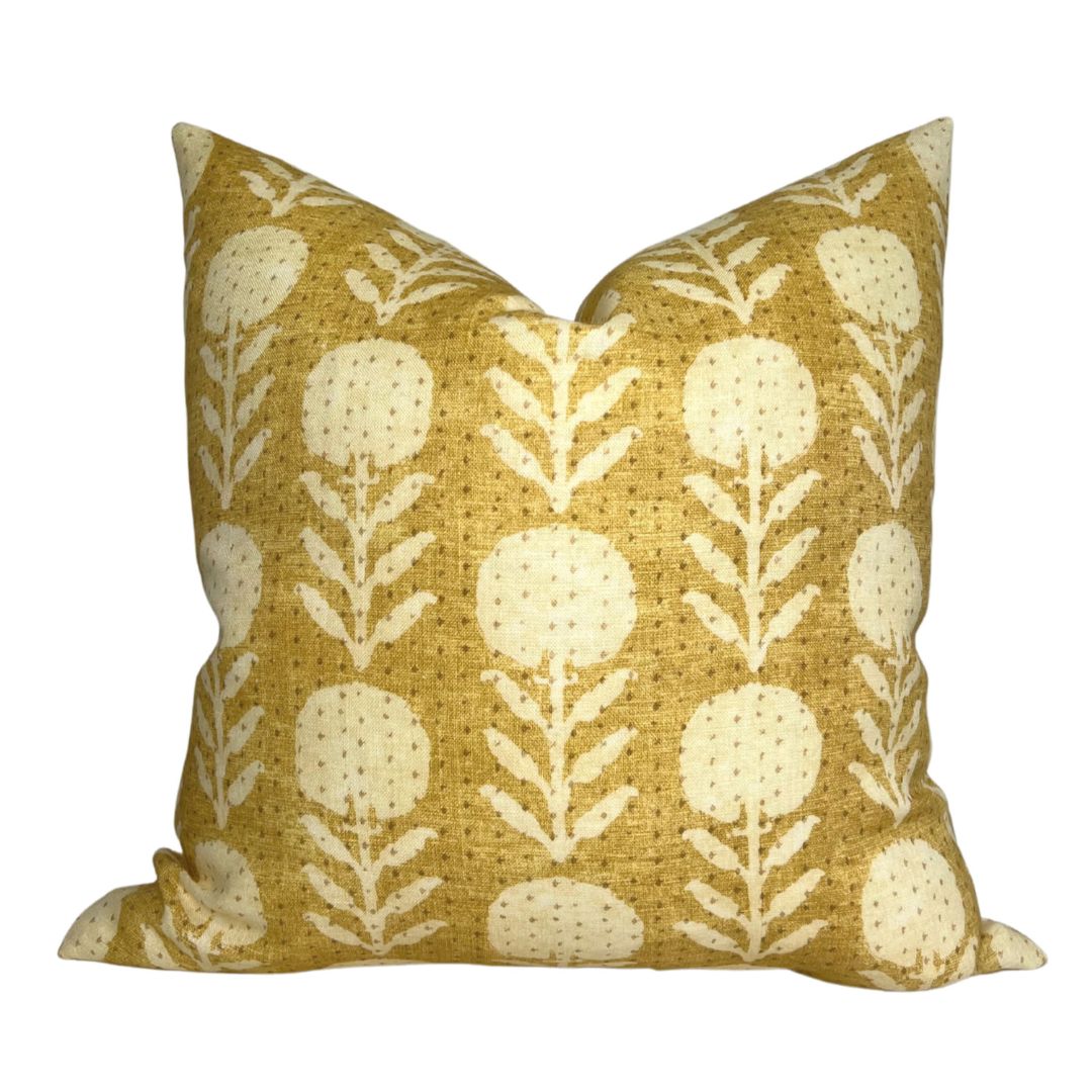 Zinnia Pillow Cover in Goldenrod, McLaurin + Piercy Textiles