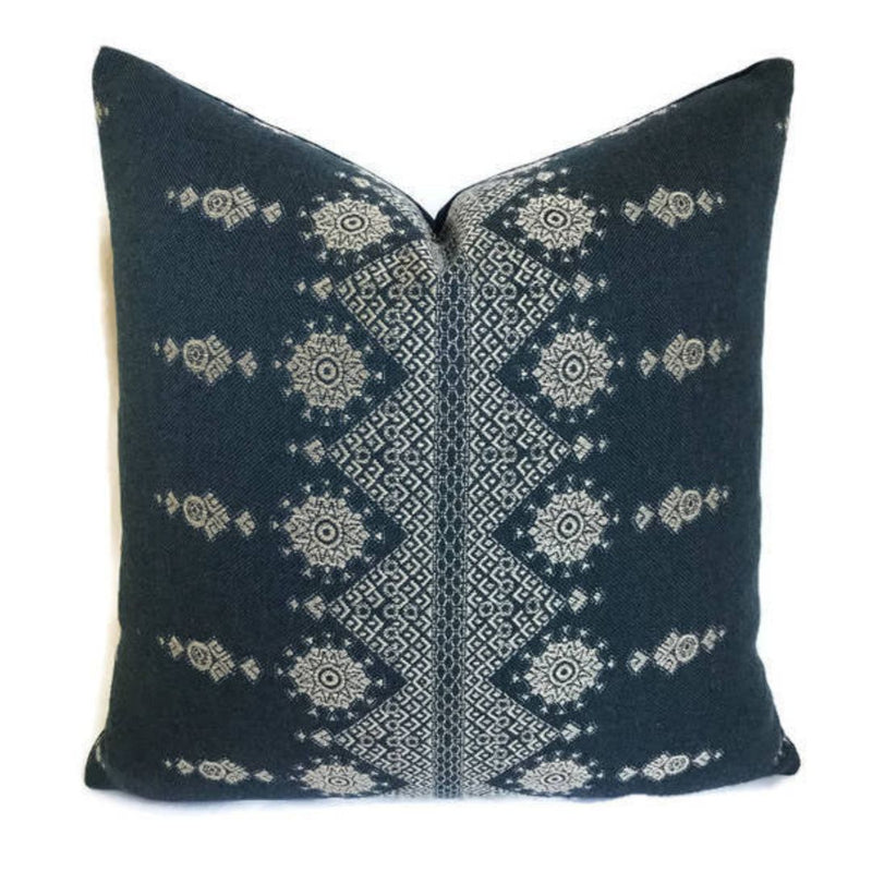 Carmania Pillow Cover in Indigo, Indoor Outdoor Pillows, Peter Dunham Textiles