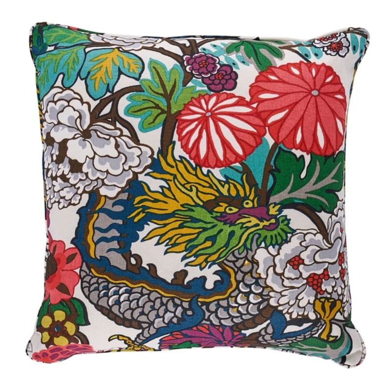 Chiang Mai Dragon Pillow Cover in Alabaster, Schumacher Textiles