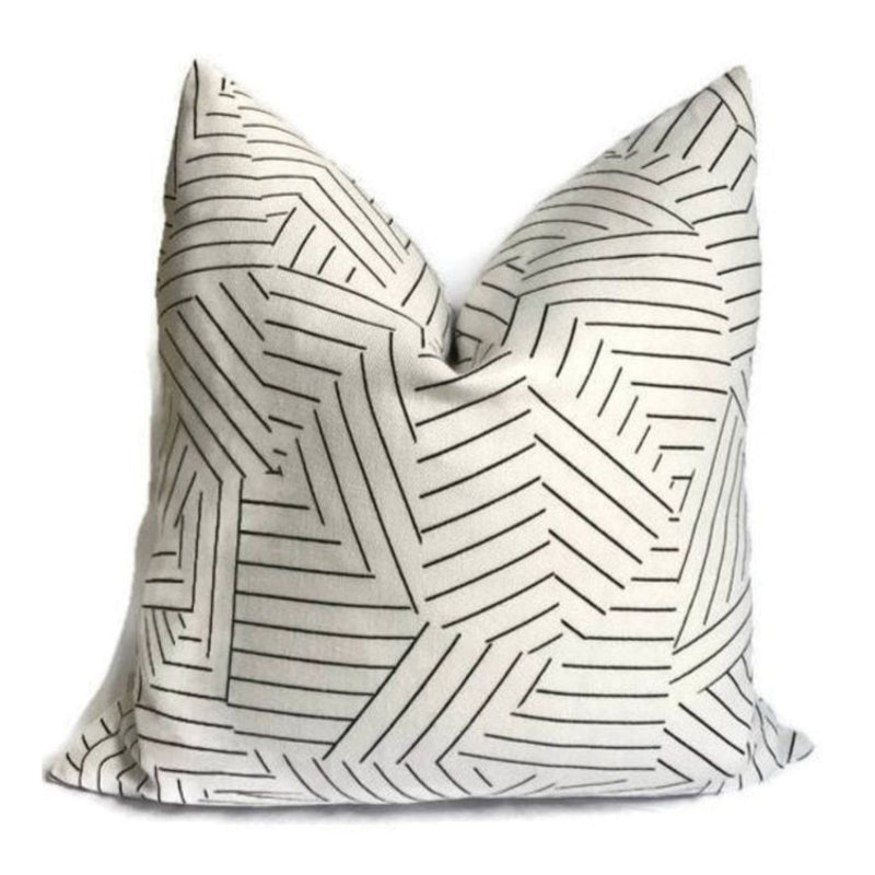 Deconstructed Stripe Pillow Cover in Black, Linen Pillows, Schumacher Textiles