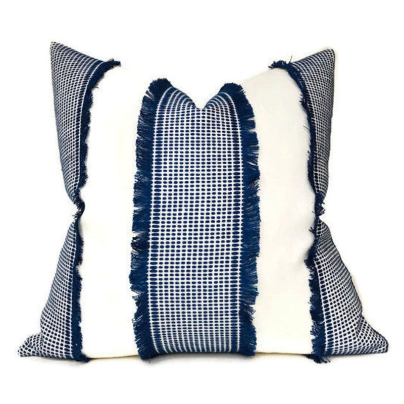 Tulum Casement Embroidered Pillow Cover in Blue, Schumacher Textiles