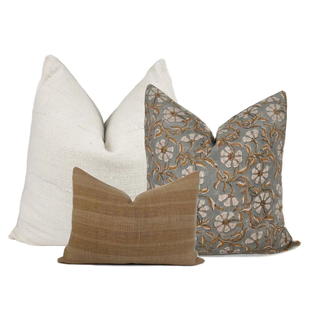 Neutral Earth Toned Floral Pillow Set 3