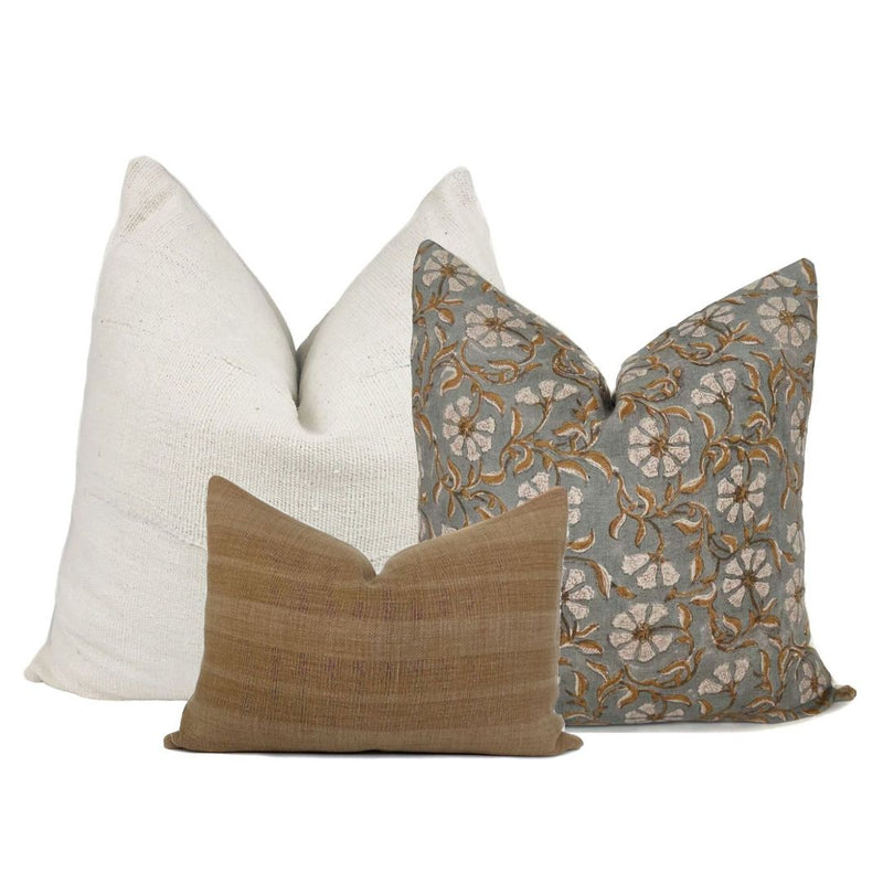 Neutral Earth Toned Floral Pillow Set 3