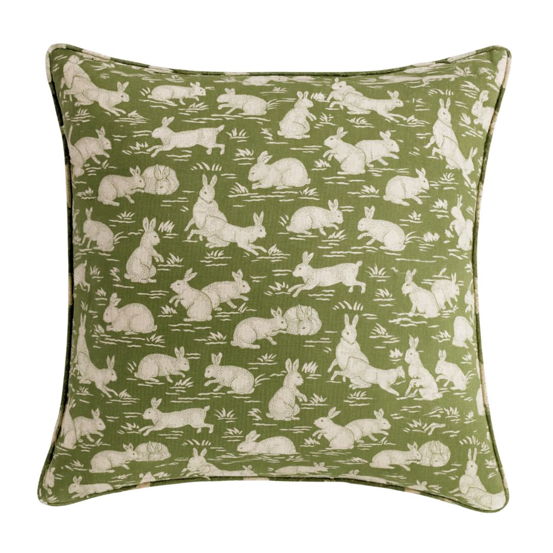 Cottontails Pillow Cover in Sage Green, Schumacher Textiles