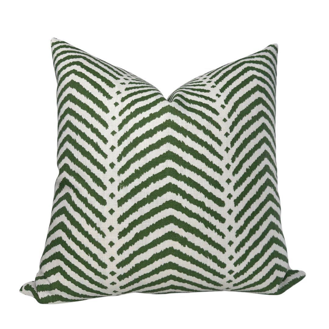 La Jolla Pillow Cover in Verde Green, Schumacher Textiles