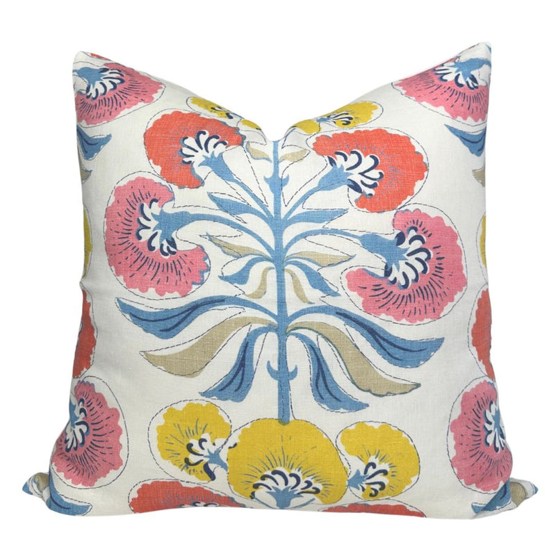 Tybee Tree Pillow Cover in Coral + Yellow