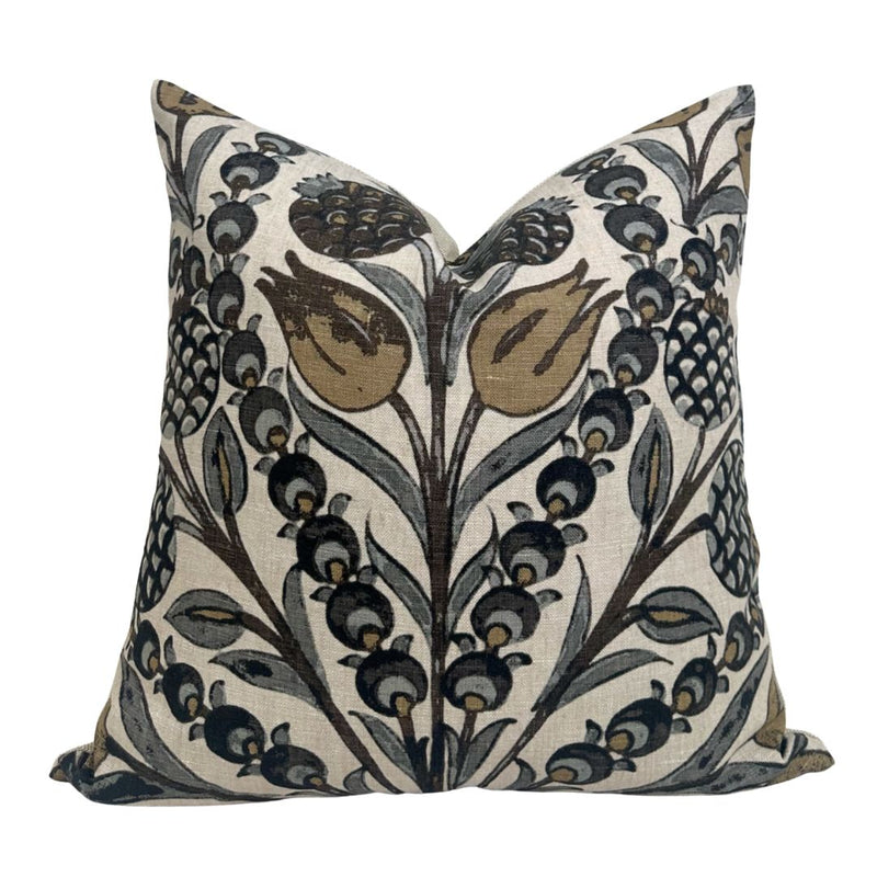 Cornelia Pillow Cover in Gold and Grey, Thibaut Pillows