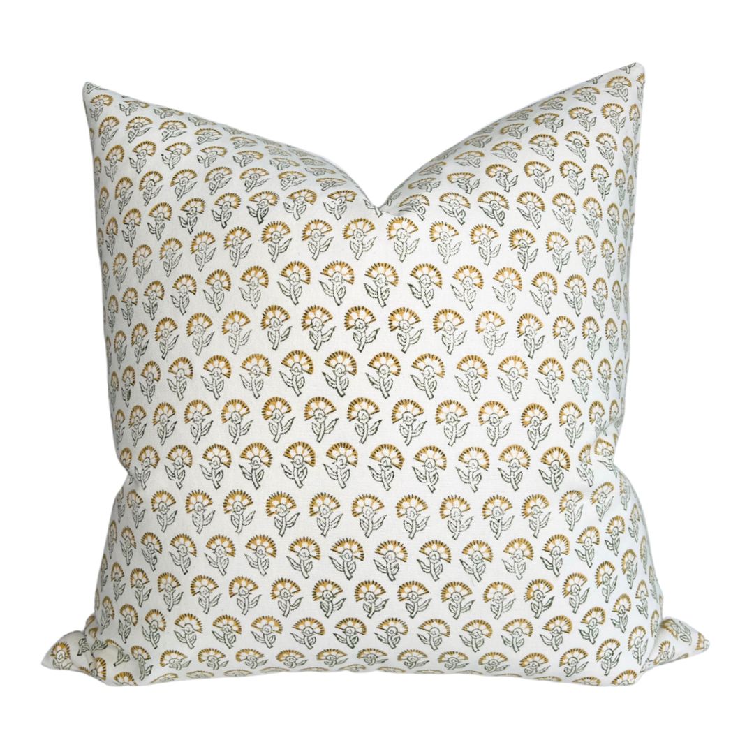 Floral Pillow Cover in Marigold