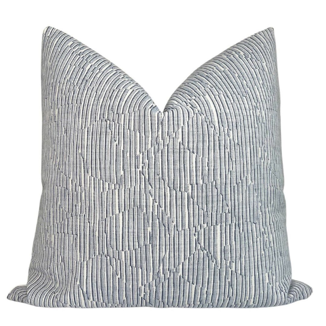 Cadence Striped Pillow Cover in Denim Blue
