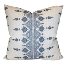 Carmania Pillow Cover in Indigo on Natural, Indoor Outdoor Pillows, Peter Dunham Textiles