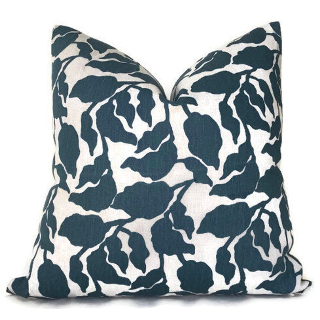 Flores Pillow Cover in Pacific Blue, Walter G Pillows, Decorative Throw Pillows