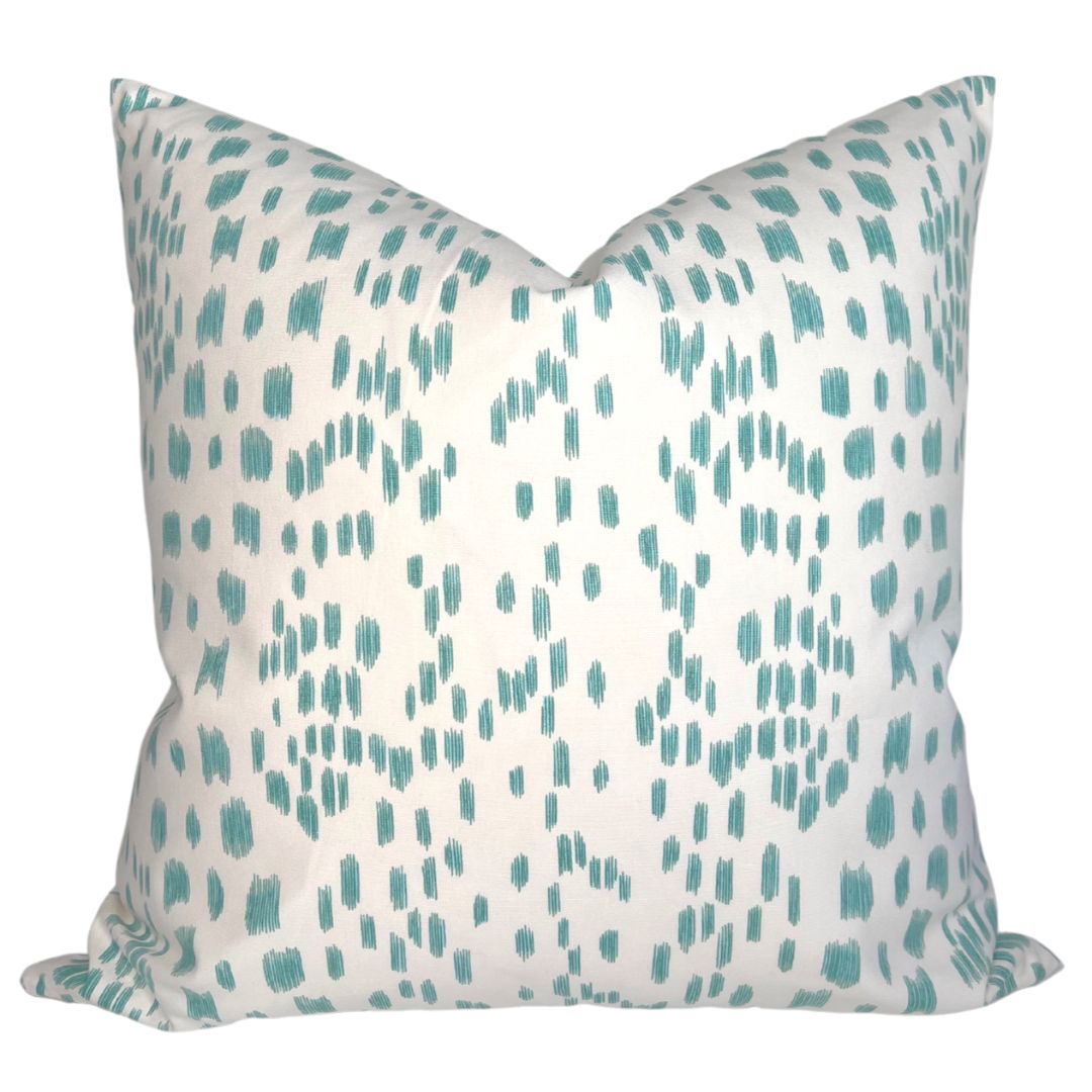 Les Touches Pillow Cover in Aqua Blue