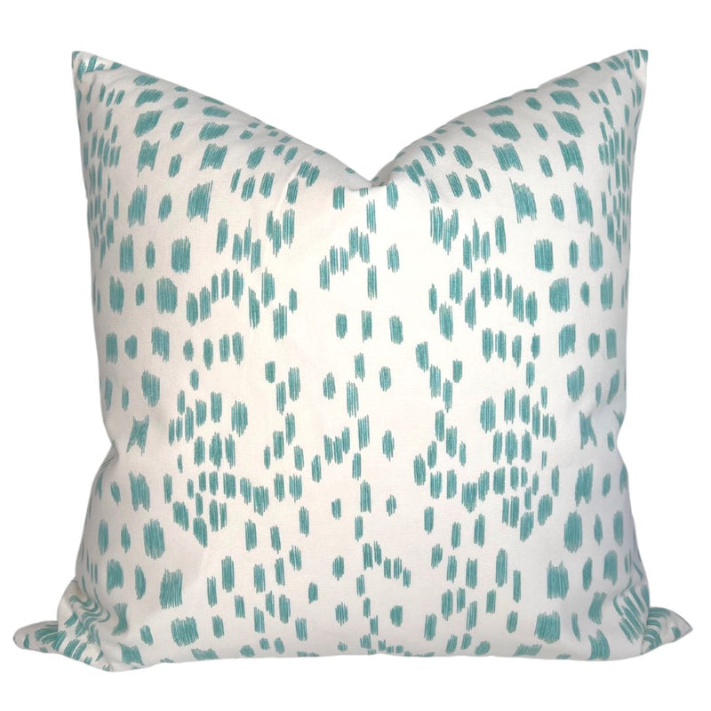 Les Touches Pillow Cover in Aqua Blue