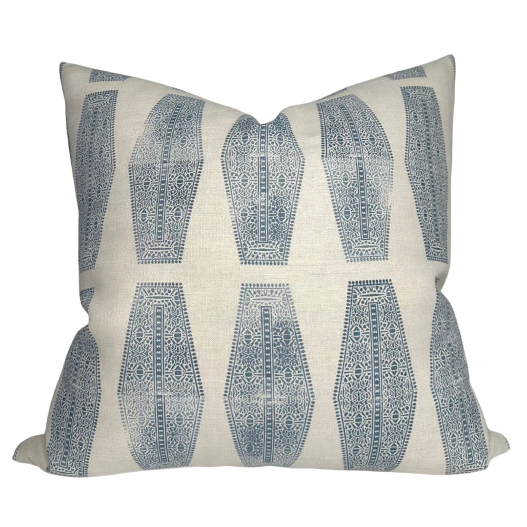 Inlay Pillow Cover in Lake Blue, Susan Connor Textiles