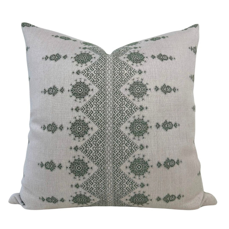 Carmania Pillow Cover in Green, Indoor Outdoor Pillows, Peter Dunham Textiles