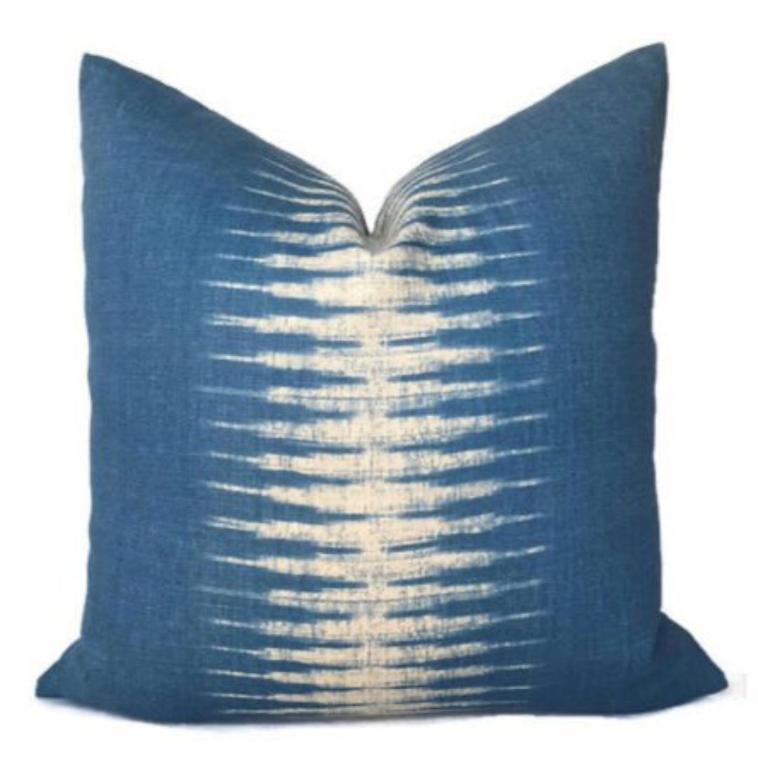 Ikat Pillow Cover in Indigo Blue, Peter Dunham Textiles