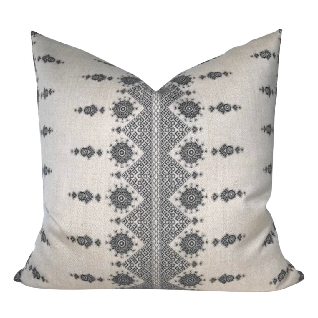 Carmania Pillow Cover in Charcoal, Indoor Outdoor Pillows, Peter Dunham Textiles