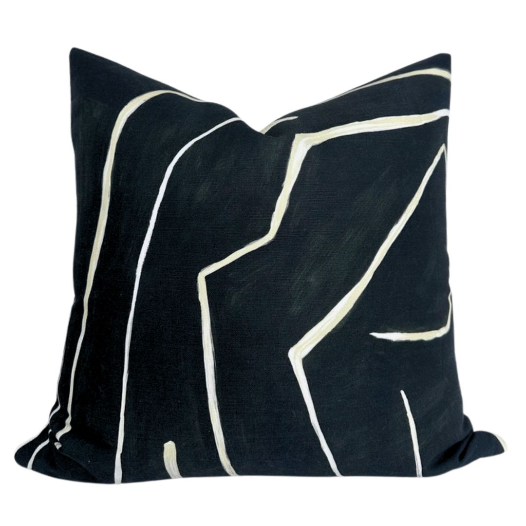 Graffito Pillow Cover in Onyx Beige, Kelly Wearstler Textiles
