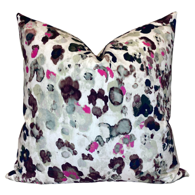 Niumi Jaipur Velvet Pillow Cover in Pink + Grey