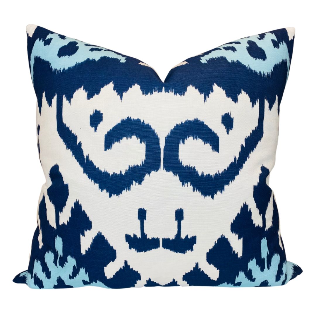 Kazak Ikat Pillow Cover in Navy Blue