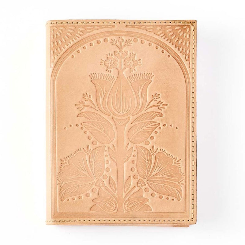 Embossed Neutral Leather Floral 5x7 Journal - Refillable Notebook