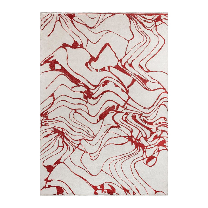 Red Motif Cream Rug - Decorative Pattern Area Rug | Alpken