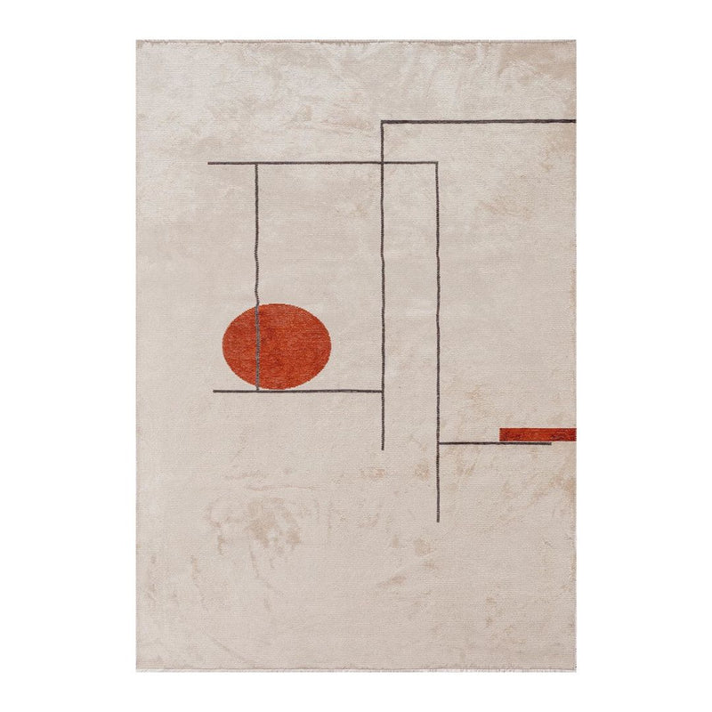 Orange Medallion Cream Rug - Decorative Pattern Area Rug | Alpken