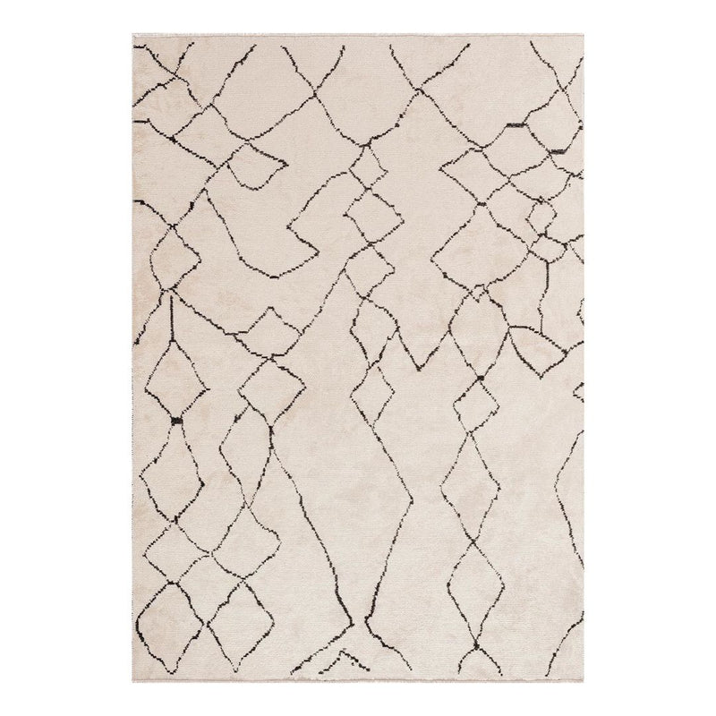 Black Accents White Rug - Modern Contrast Area Rug | Alpken