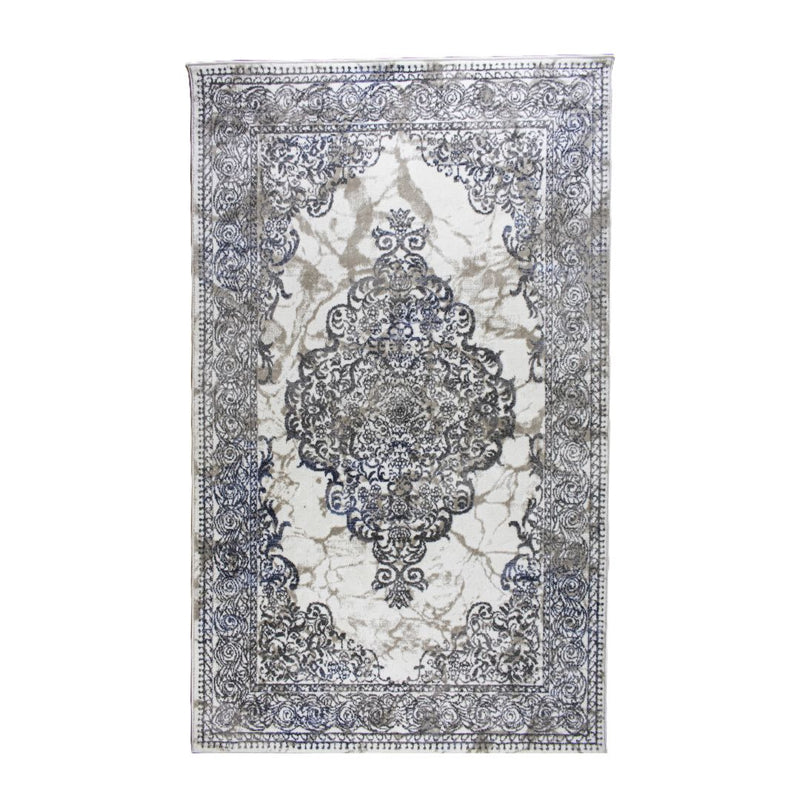 ROY's Home One Level Area Rugs, Classic Pattern - Shiny Ivory,Grey,Beige Yarn
