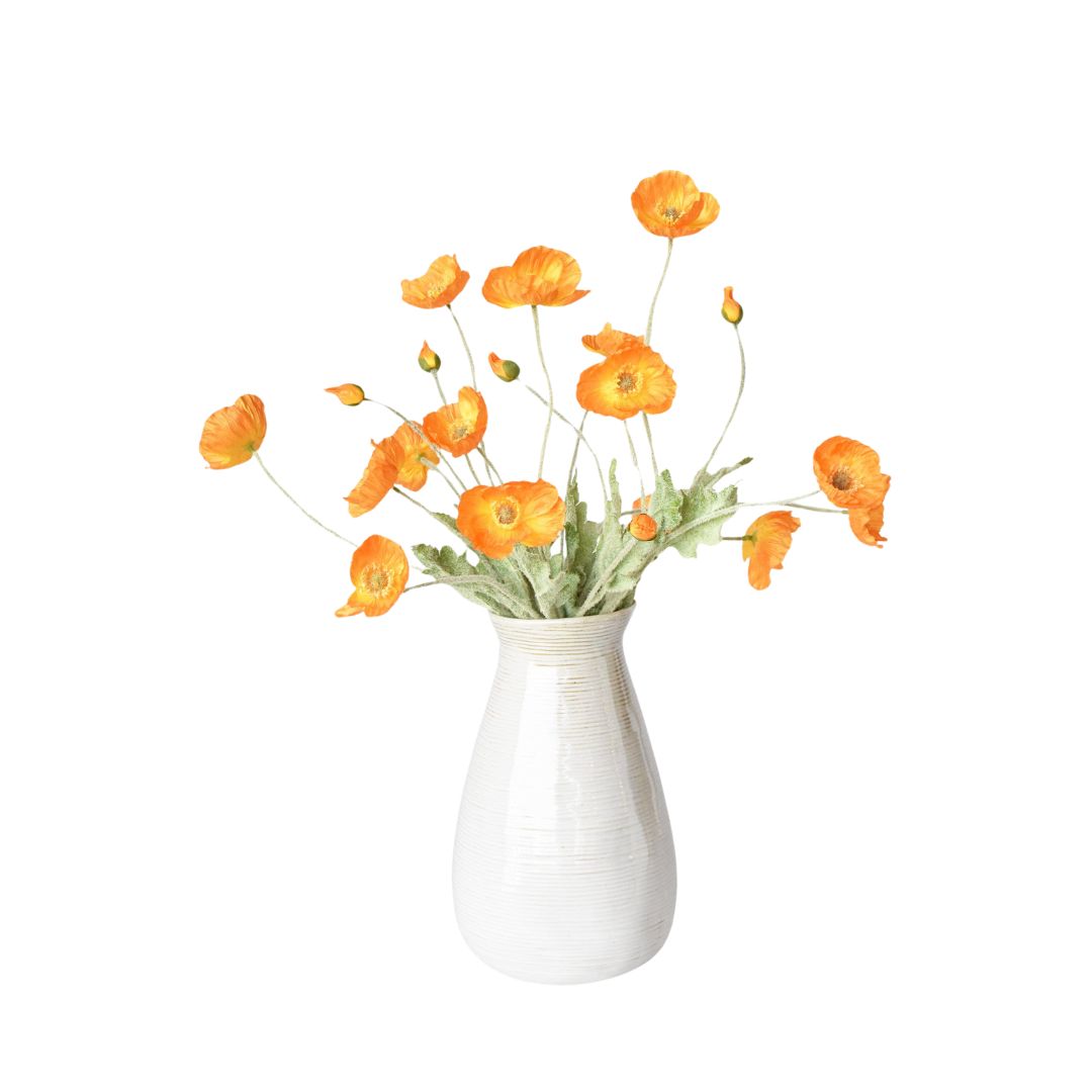 24" Faux Orange Poppy Stem