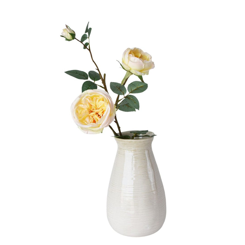 29" Faux Cabbage Rose Stem Yellow / Apricot