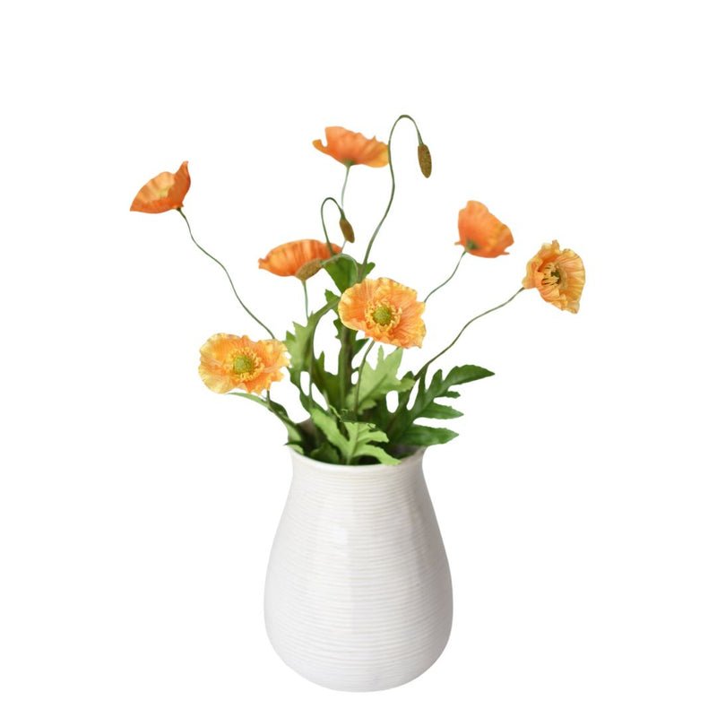 15" Faux Orange Poppy Bush