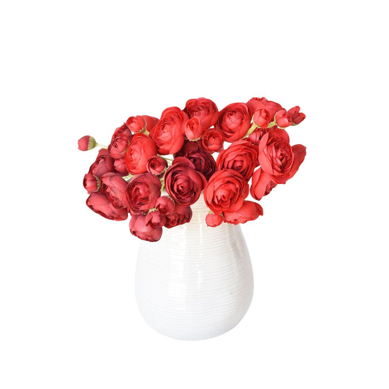 10.5" Faux Red Ranunculus Stem Bundle