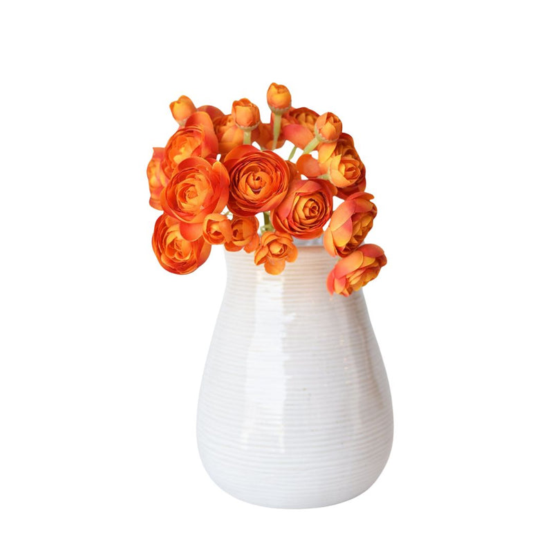 10.5" Faux Peachy Orange Ranunculus Stem Bundle