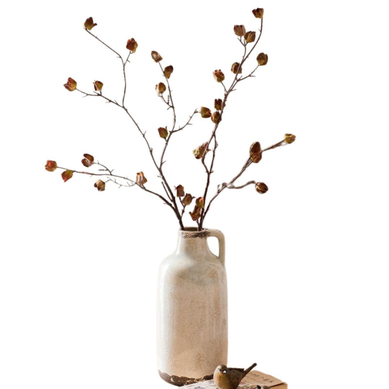 Faux  Silk Artificial Hibiscus Flower Stem Dry 35.4" Tall