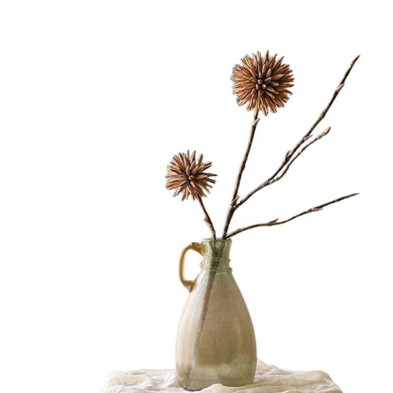 Round Camel Color Ball Flower on Twig Stem 34" Tall