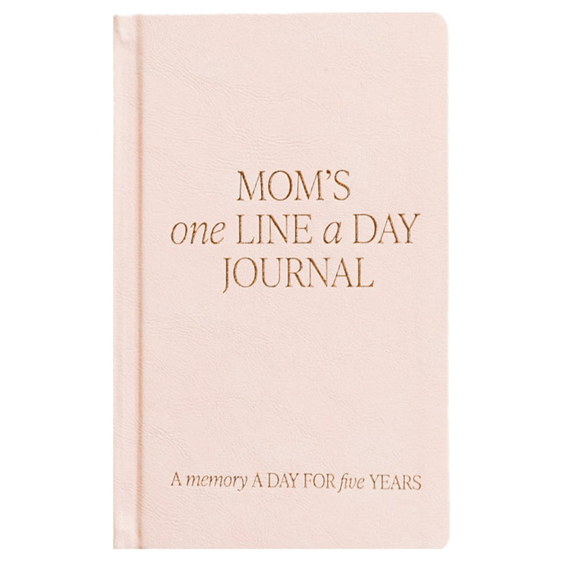 Light pink leather Mom’s One Line A Day journal with gold foil details
