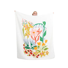 Cottage Garden Throw Blanket with rainbow floral print