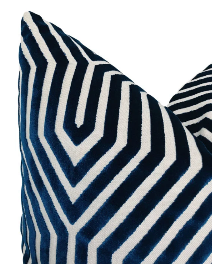 Ready to Ship, 20x20, Vanderbilt Velvet Pillow Cover in Navy Blue, Schumacher Textiles