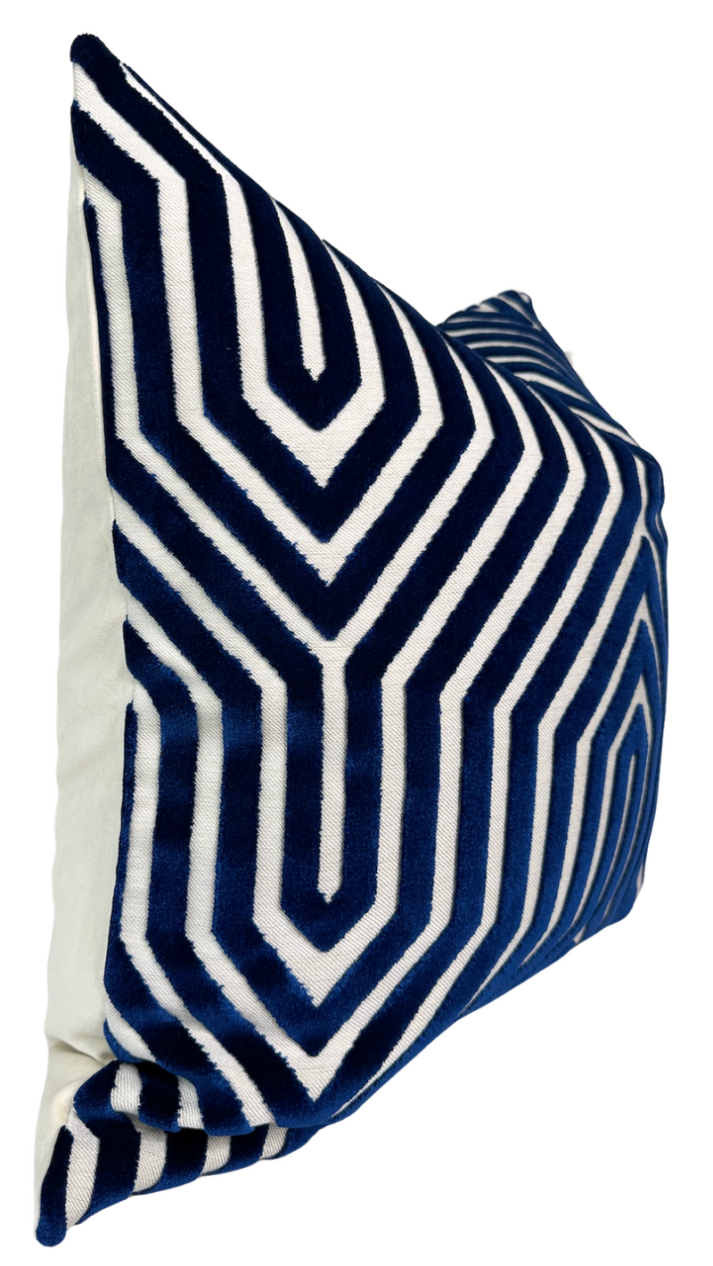 Ready to Ship, 20x20, Vanderbilt Velvet Pillow Cover in Navy Blue, Schumacher Textiles
