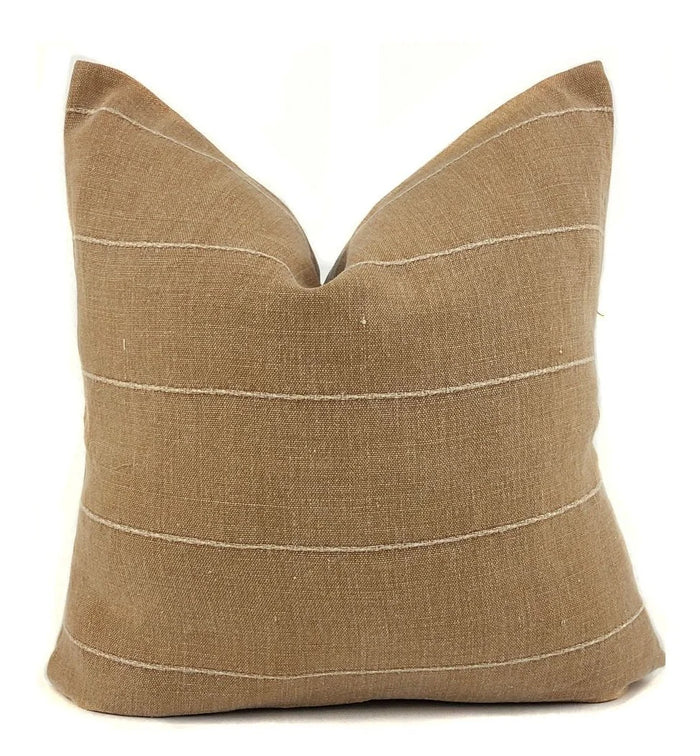 Vintage rust designer pillow cover in heavyweight linen