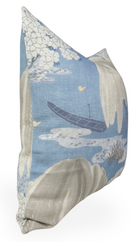 Ready to Ship, 20x20 Willow Tree Floral Pillow Cover in Spa Blue