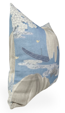 Ready to Ship, 20x20 Willow Tree Floral Pillow Cover in Spa Blue