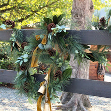 Lifelike greenery wreath with pinecones for doors and mantels