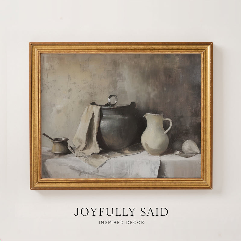 Simple Provisions framed canvas art print in an antiqued gold frame