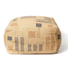 Wheat geometric jute cotton handloom pouf cover, 24x24 – One Affirmation