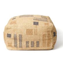 Wheat geometric jute cotton handloom pouf cover, 24x24 – One Affirmation