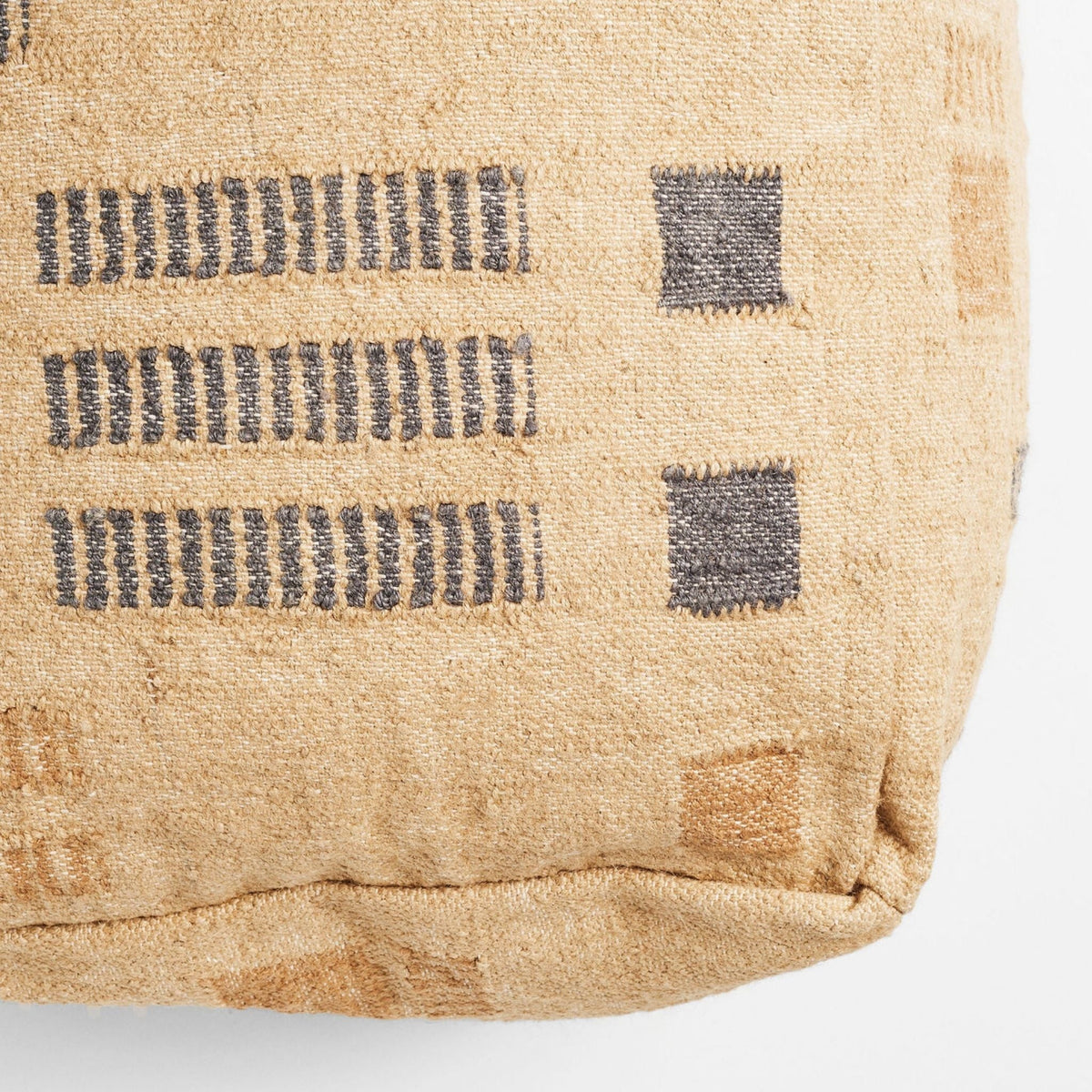 Wheat geometric jute cotton handloom pouf cover, 24x24 – One Affirmation