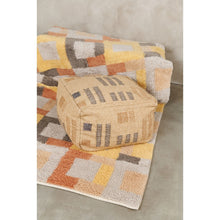 Wheat geometric jute cotton handloom pouf cover, 24x24 – One Affirmation