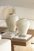 White Washed Antique Jar with ethnic design